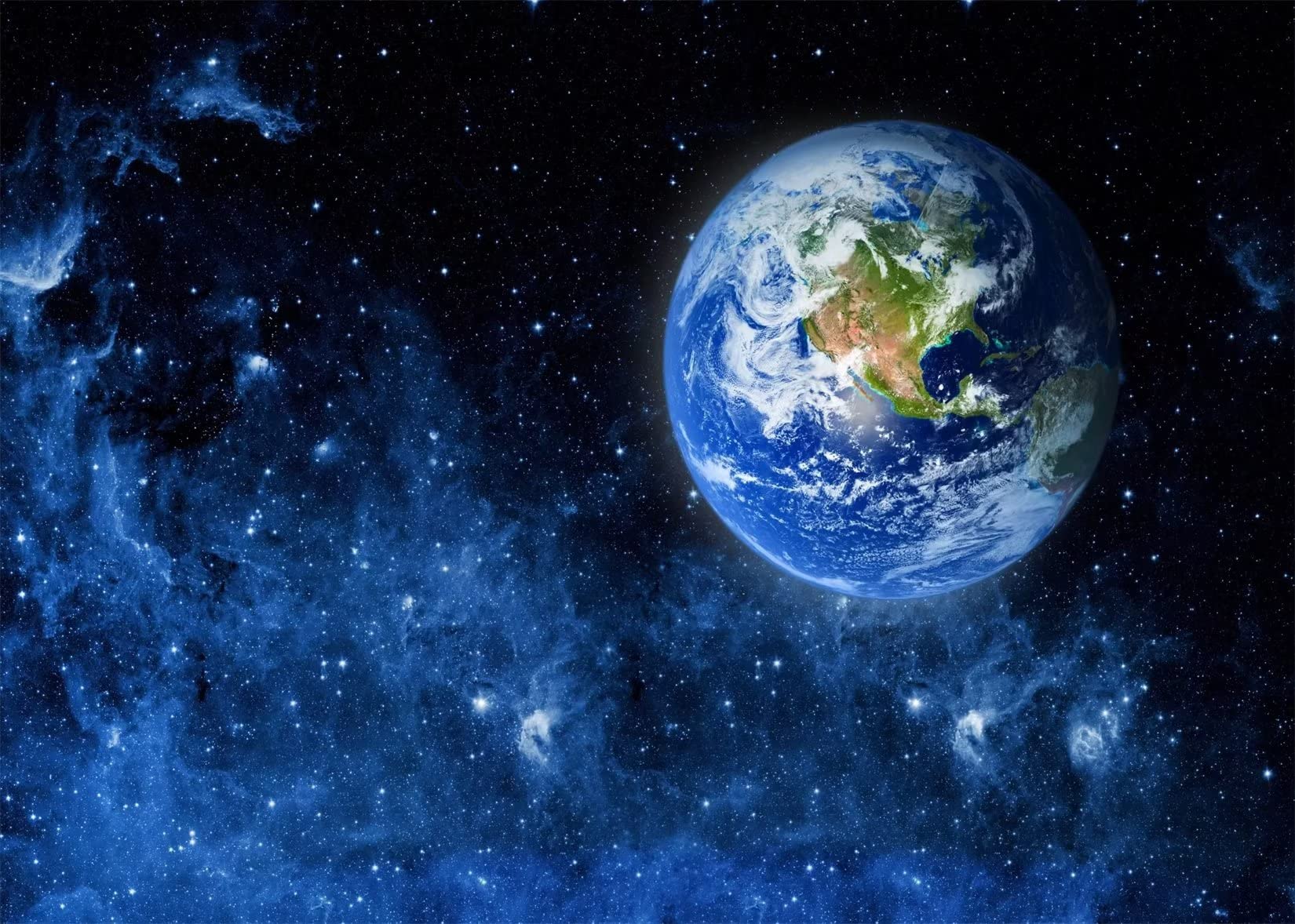 10x6.5ft Sfondo spaziale in tessuto Universo Terra Halo Astronave Tema Fotografia Sfondo per Baby Shower Festa di compleanno per bambini Decorazione della stanza dell'ufficio