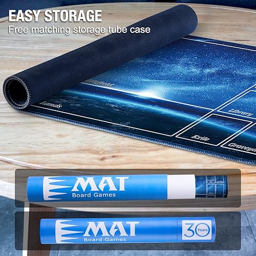 Miniatura 2 de Starry Playmat for MTG Magic The Gathering - Stitched Field Rules Zones Play Mat with Free Tube Case for MTG Card Game Playing for Beginner(Blue)