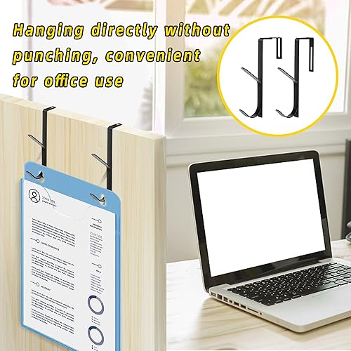 Miniatura 6 de Ganchos dobles ajustables, gancho grueso de pared de cubículo, gancho doble de metal sobre el panel, doble gancho ajustable para adaptarse a paneles