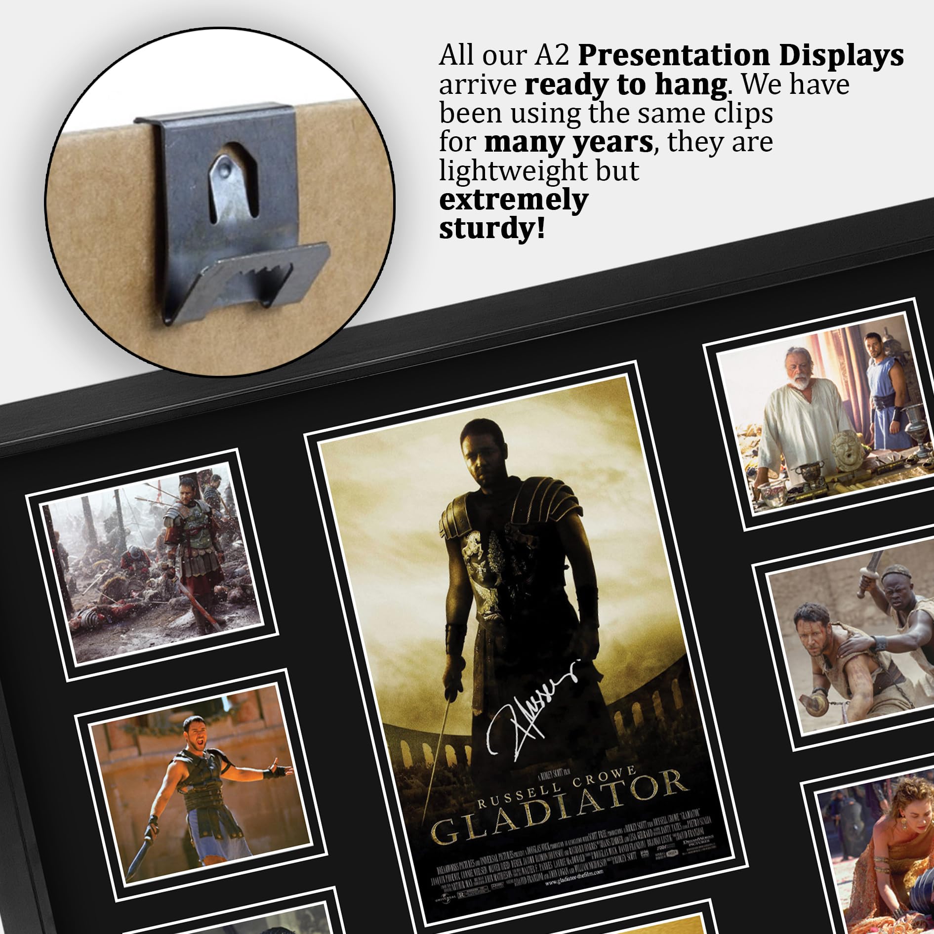 HWC Trading Gladiator 1 Geschenke Geducktes Signiertes Autogramm Foto für Fans von Film Memorabilien - A2 Gerahmt (ID-006473)