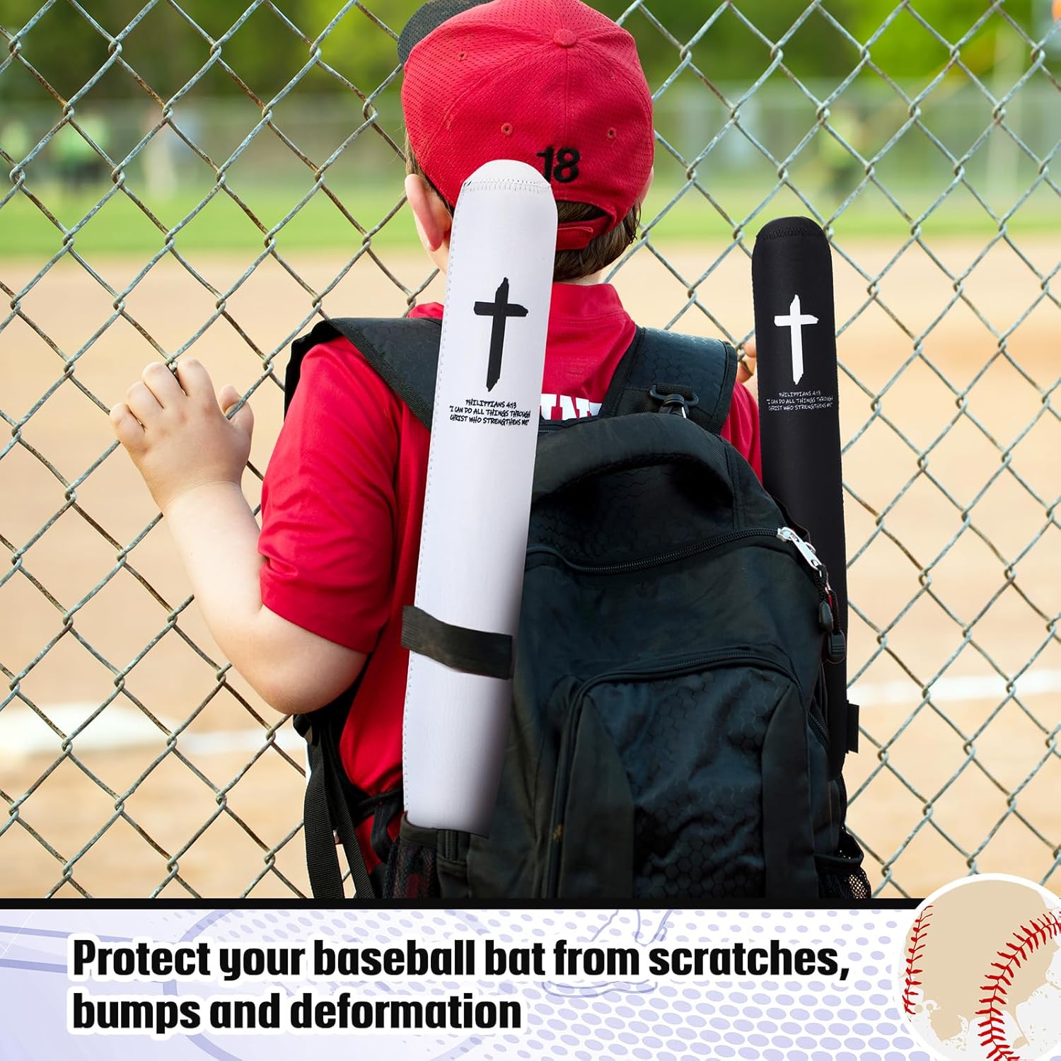 Soulchen Ice Cream Baseball Bat Sleeves 17 x 2.2 Inch Cross Softball Bat Warmers Cover with Hook Lightweight Sleeve Protector Cover
