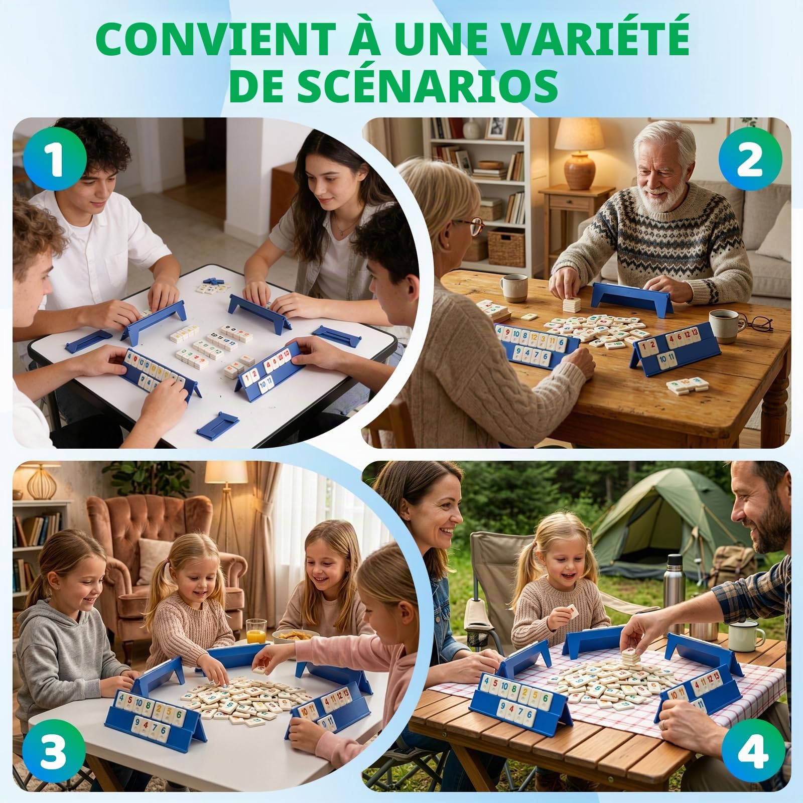 Coffret De Jeu De Mini-Rami Classique Rummikub Voyage avec Cartes et Supports de Cartes Portable Mini Jeux de société Voyage pour 2 à 6 Personnes pour Les Fêtes de Famille