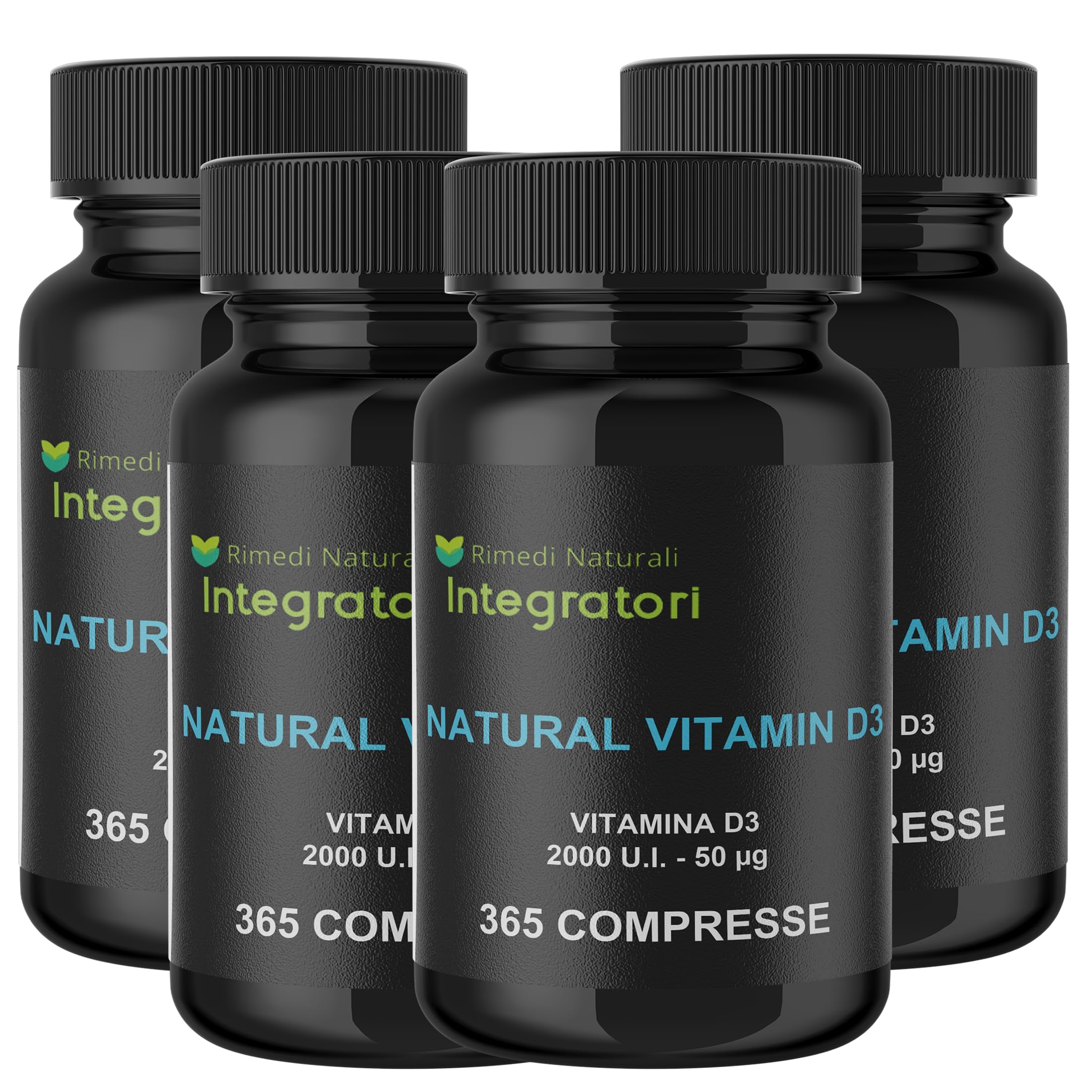 Vitamina D3 2000 UI da Lichene Islandico NATURAL VITAMIN D3 Adatto a Vegetariani 1460 Mini Compresse, 1 al dì per il Sistema Immunitario, Ossa e Denti