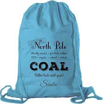 Official North Pole Coal Cotton Bag, Christmas Canvas Cinch Bag, Santa Gift Bags