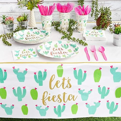 Miniatura 2 de Paquete de 48 suministros de fiesta del Cinco de Mayo, platos Let's Fiesta (9 pulgadas)