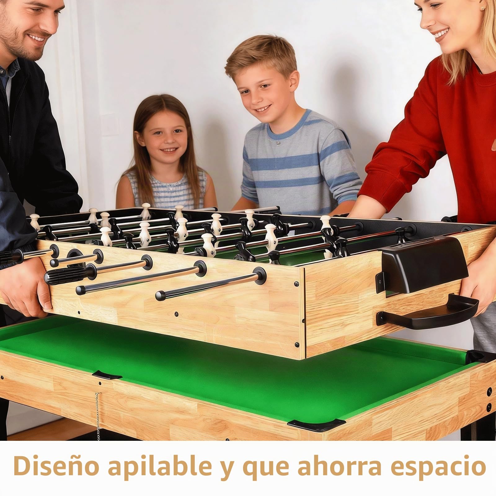 10 en 1 Mesa de Juegos fútbol con futbolín, Hockey de Aire, Ping Pong, Billar, Shuffleboard, Bolos y 4 Juegos de Mesa, futbolín para niños y Adultos