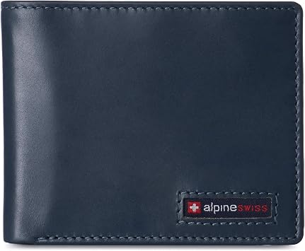 Alpine Swiss Nolan Mens RFID Protective Bifold Wallet Genuine Leather in Gift Box US Size One Size Color Blue, Teal, One size