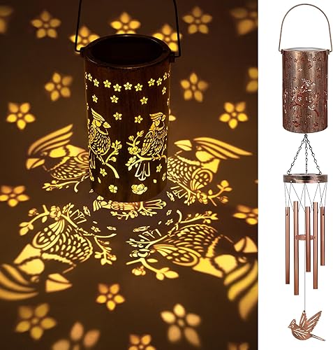 Campanillas de viento para linternas solares exteriores, campanillas de viento, regalos al aire libre para mujeres, abuela, decoración de Navidad