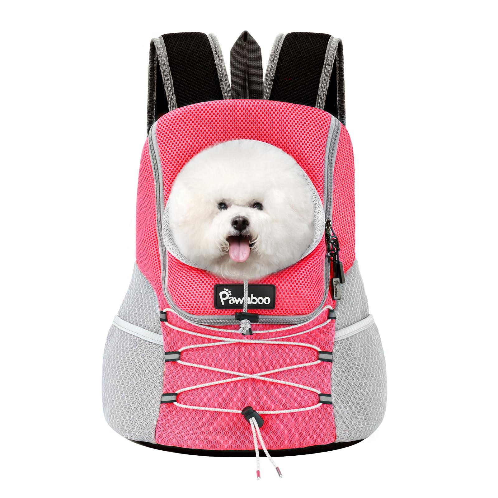 Pawaboo Borsa per Cani Traspirante, Zaino per Trasporto Cani Regolabile, Trasportino da Viaggio Cani Gatti, Contenitore da Trasporto per Animali Piccoli/Medi, per Passeggiata Campeggio, Taglia L, Rosa