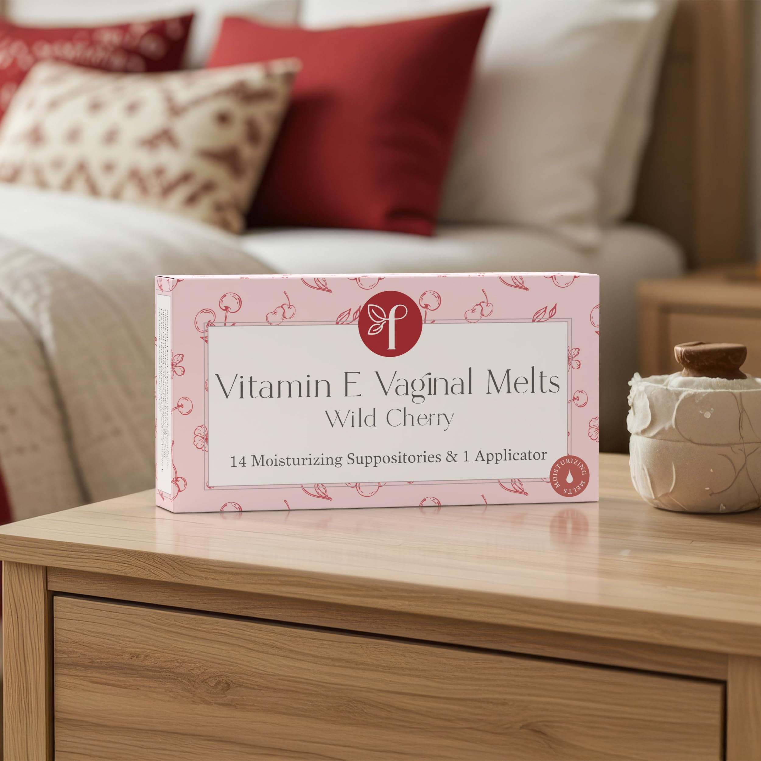 Femallay Organic Vaginal Melts – Wild Cherry – Moisturizes and Refreshes – 14 Count + Applicator