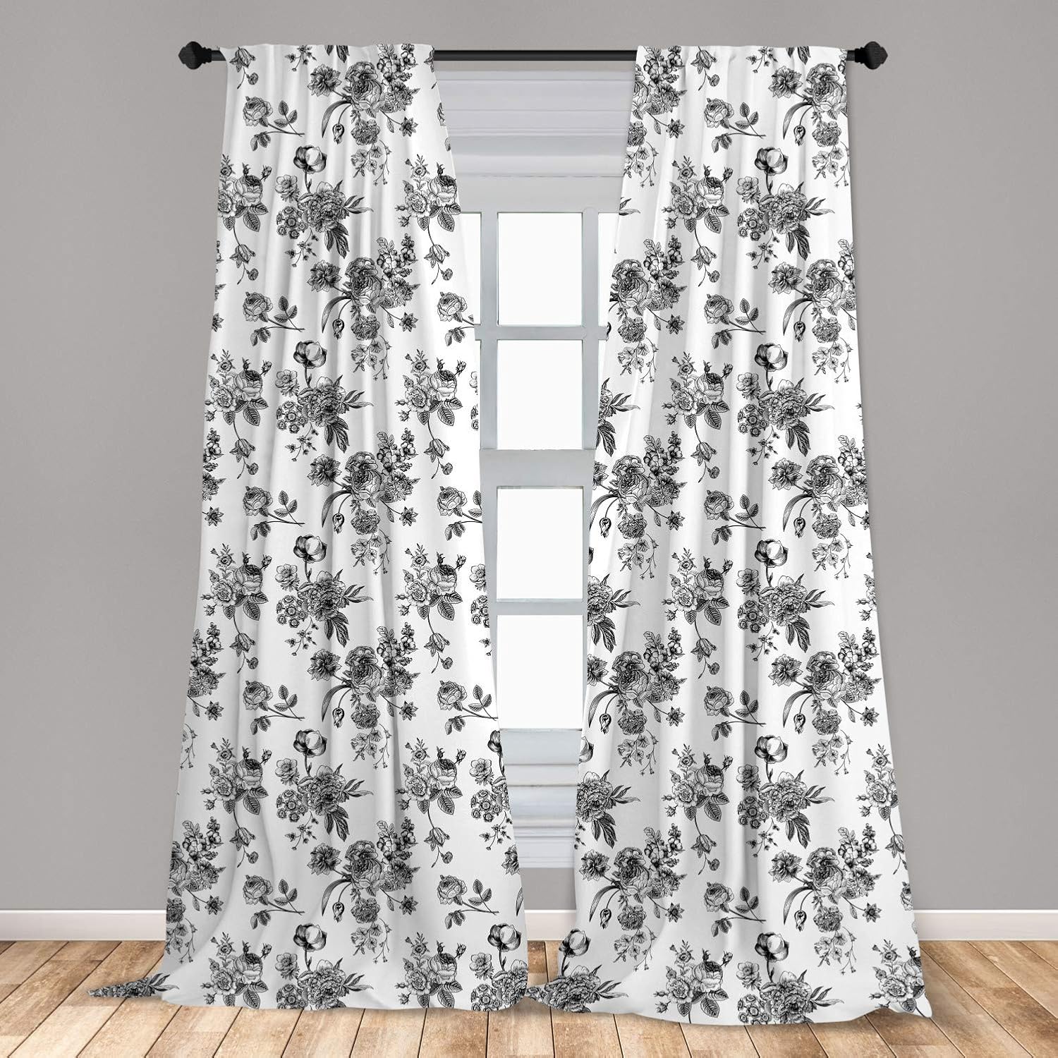 Ambesonne Floral Window Curtains, Vintage Garden Plants with Herbs Flowers Botanical Classic Design, Lightweight Decorative Panels Set of 2 with Rod Pocket, 56" x 63", Mustard Green: Home & Kitchen