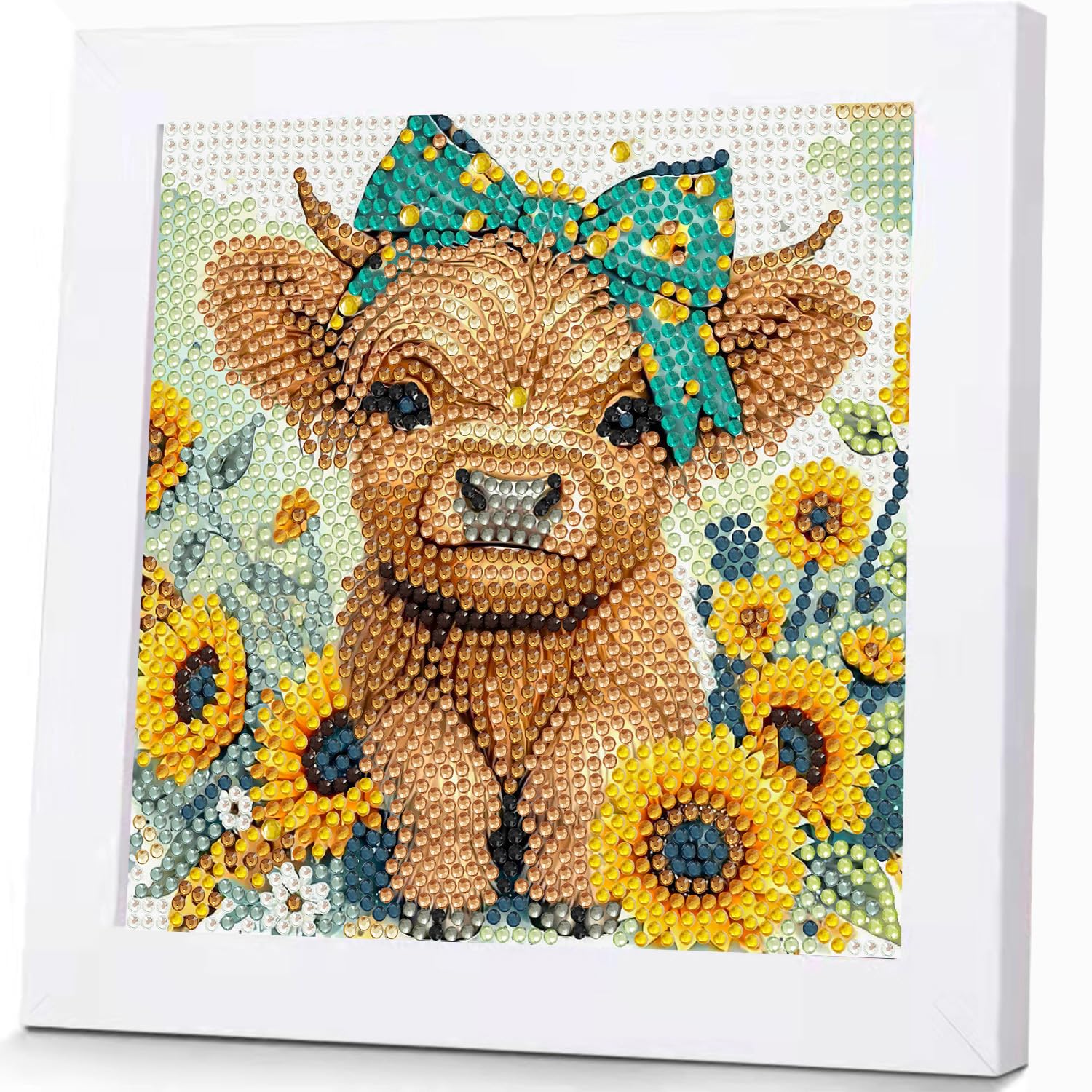 WEMEON Ochse Diamond Painting Kinder Mit Rahmen- Basteln Jungs Mädchen ab 6 Jahre 5D, Animals Diamond Painting für Kinder, DIY Mosaic Making Kunsthandwerk zur Wanddekoration18X18cm