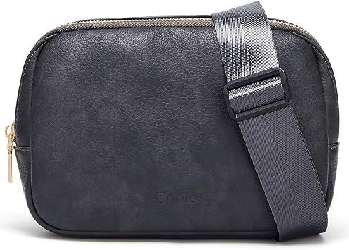 Cnoles Belt Bag for Women Fashion Waist Bag Vegan Leather Fanny Pack Crossbody Bags for Women With Adjustable Straps Dary Grey