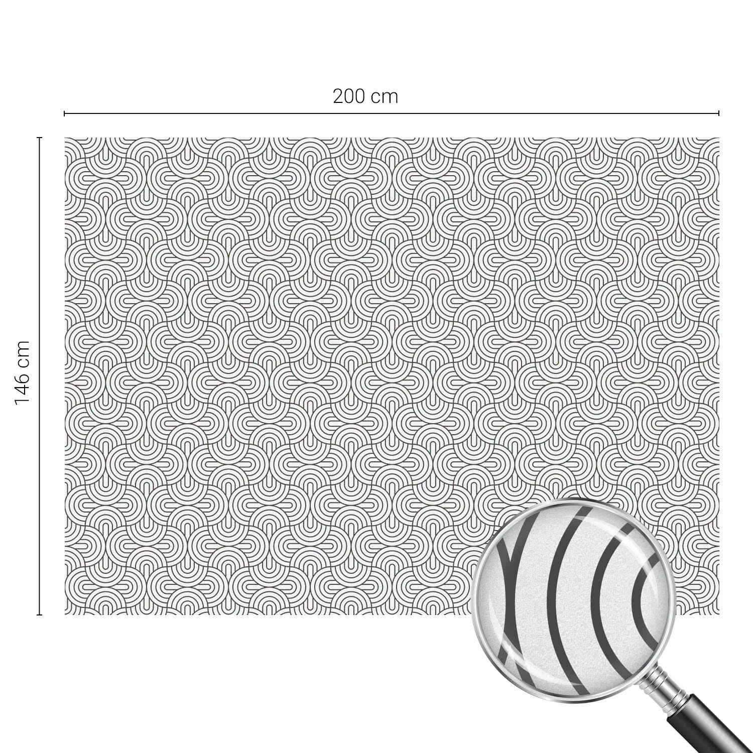Dekorfolie für Fenster 200x146cm - Innenfenster Deko Fensteroptik Upgrade Selbstklebend Dekoratives Fenstersticker Buntglas-Effekt Lichtdurchlässig Mattierung - Geometrische Halbkreise