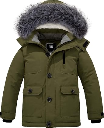 ZSHOW Boys Hooded Winter Coat Warm Waterproof Puffer Jacket Thick Parka