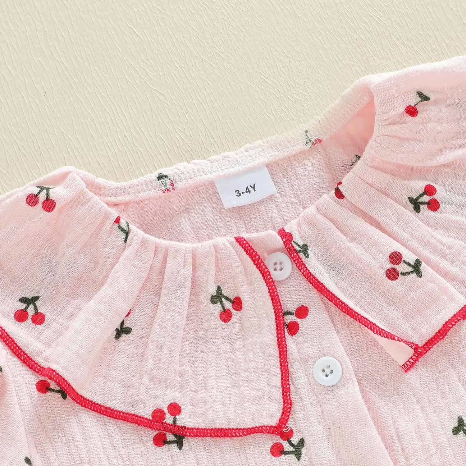 fhutpw Toddler Baby Girls Summer Clothes Cherry/Daisy Printed Puff Short Sleeve Button Down Tops Shorts Set Cute Outfits