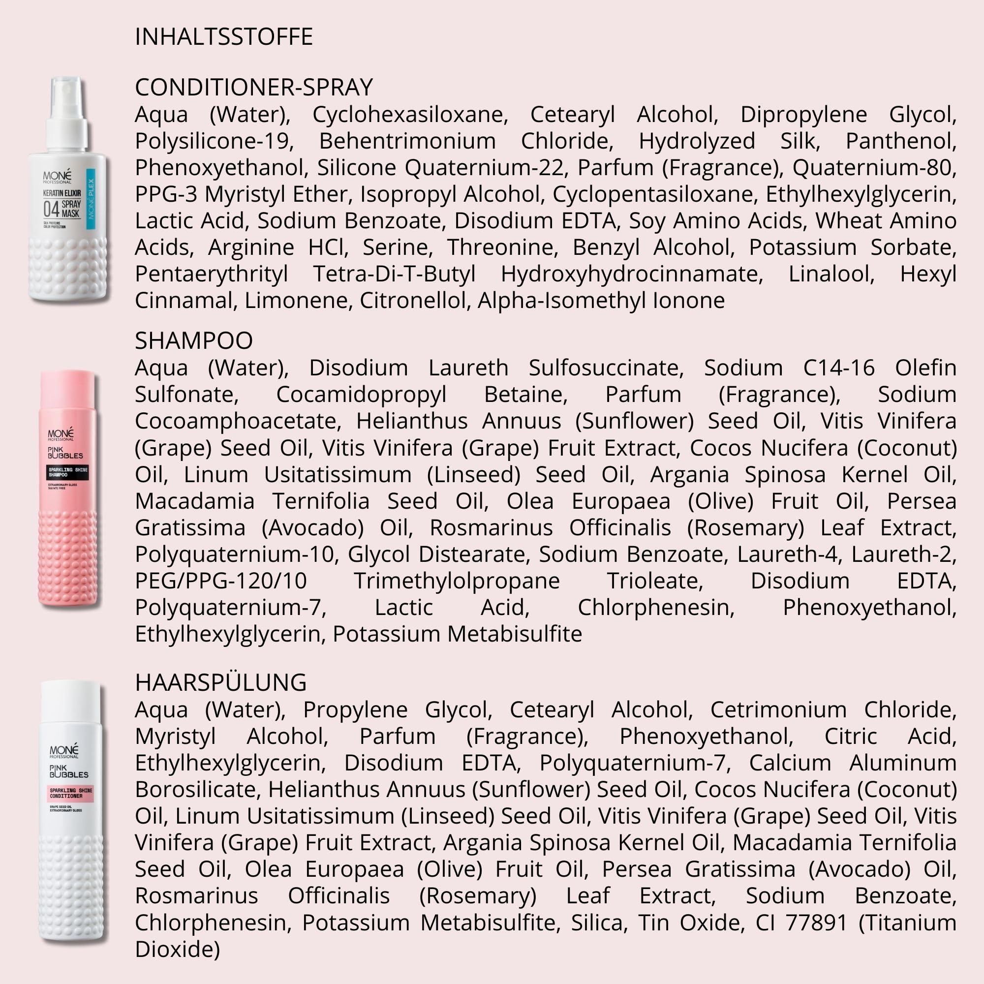 MONÉ PROFESSIONAL - Keratin Leave-in-Conditioner - 10-in-1 - hitzeschutz für haare (Blau + 2 Rosa)