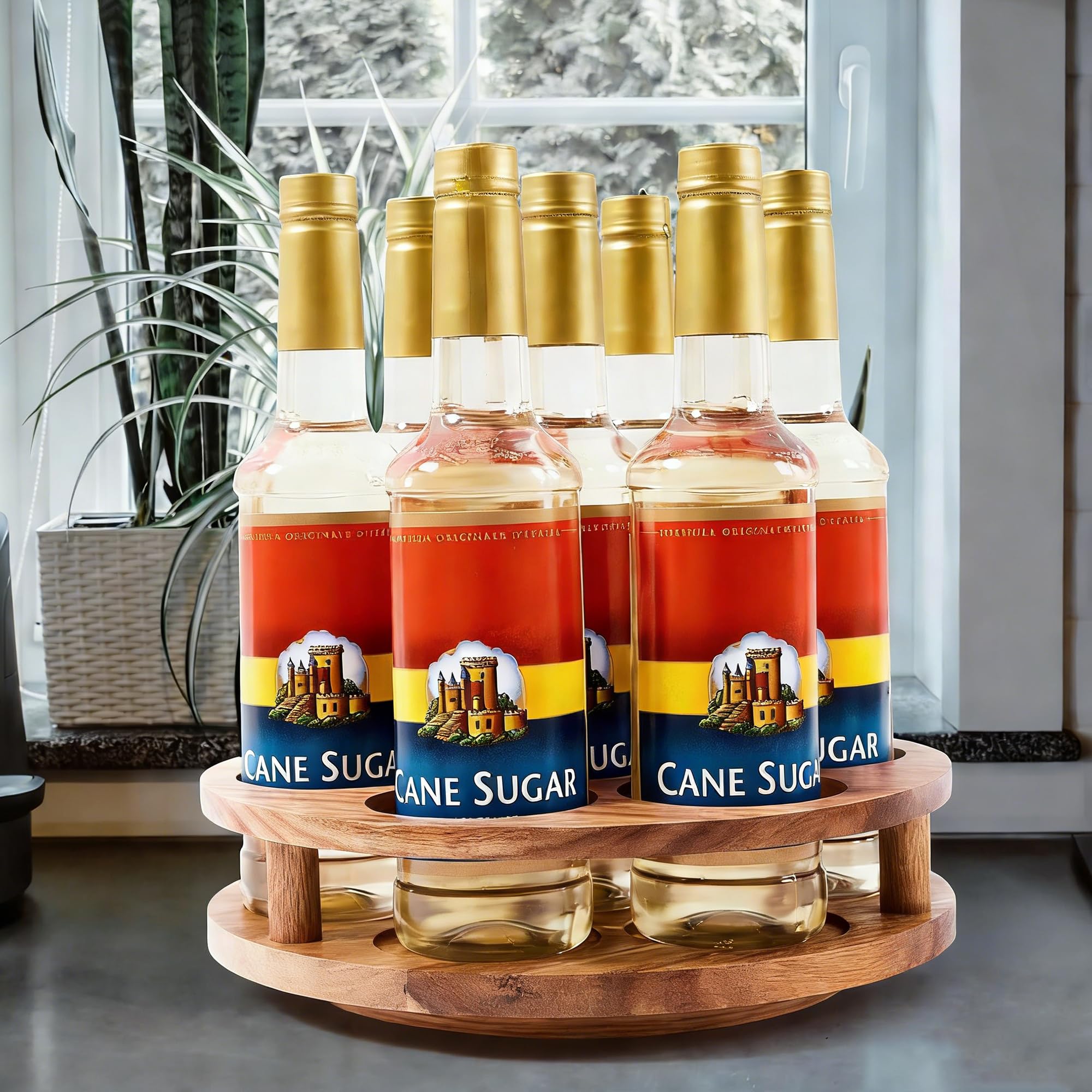 Amazon.com - Acacia Wood Rotating Syrup Organizer, 7 Bottle Syrup