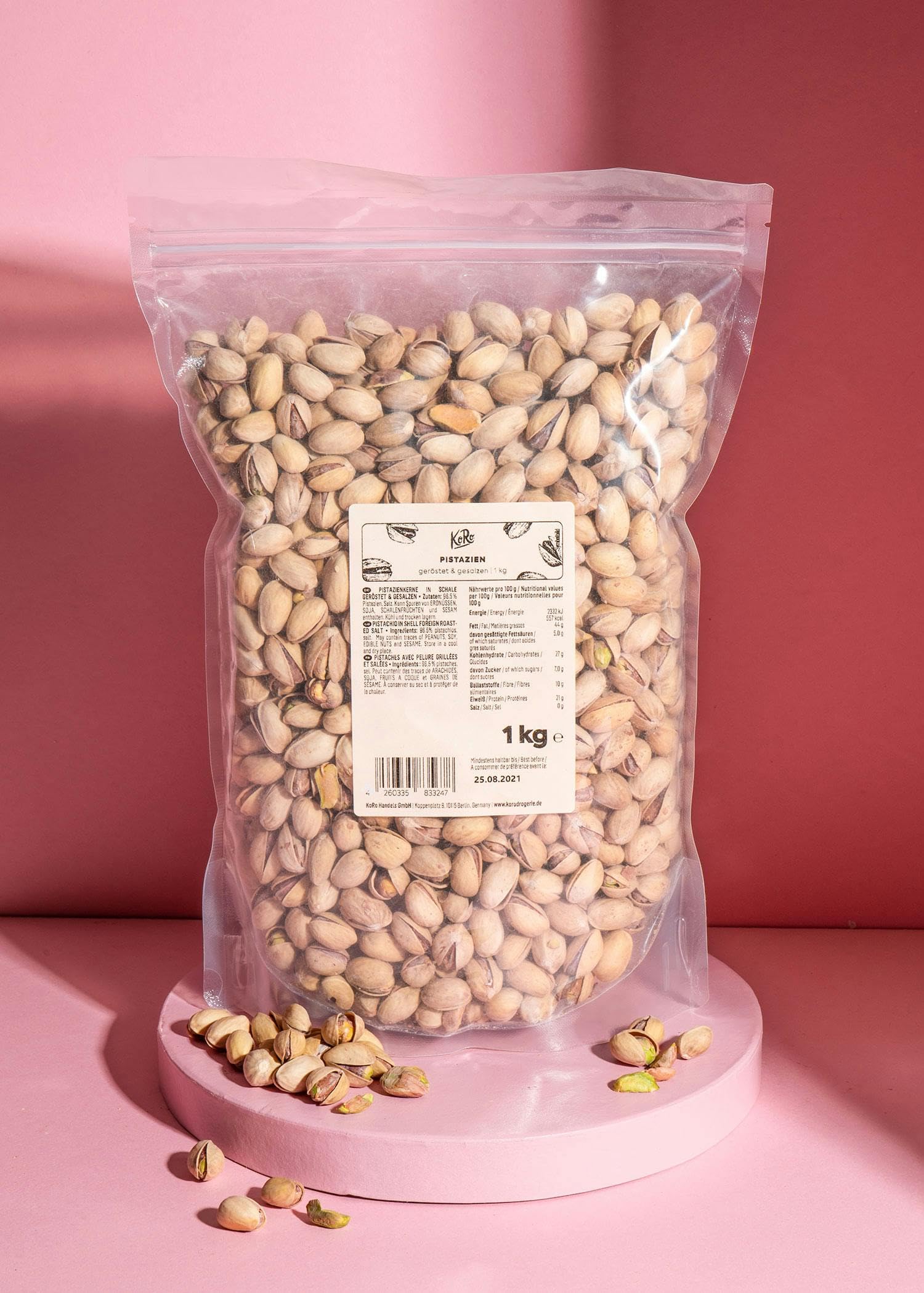 KoRo - Pistacchi tostati e salati 1 kg - come snack o per aperitivi - in maxi grande