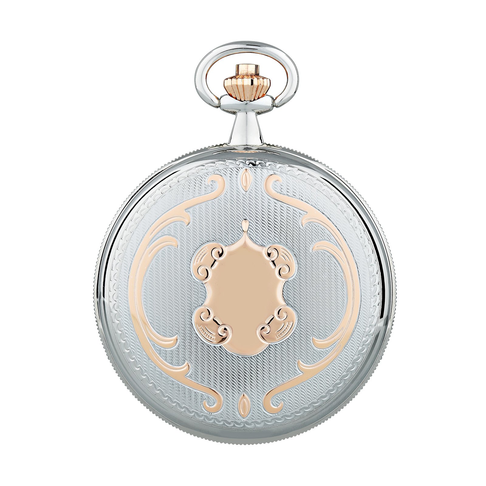 Hermann Jäckle Herren Taschenuhr Lindau Skelett Bicolor 50 mm | Bicolor Silber/Rosé, Handaufzugswerk, Double Hunter Gehäuse, inklusive Kette und Reiseetui