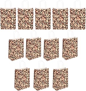 HONMEET 12pcs Kraft Paper Animal Gift Bags with Foldable Bottom | Handheld Shopping Size, Stable and Practical Build, Easy to Carry and Store, for Craft Fairs and Markets