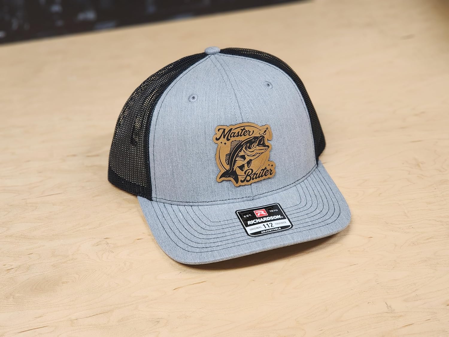 Master Baiter Fishing Hat, Funny Snapback Cap, Mesh Trucker Hat, Adjustable Fit for Bass Fisherman