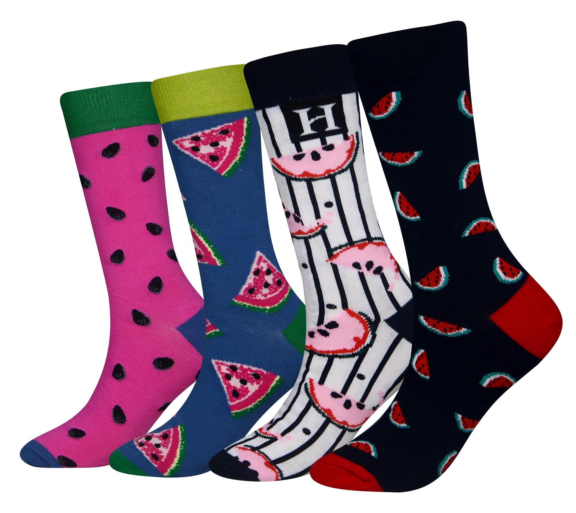 Cansok Men's Multicolor - Watermelon Eur 42-46 Fruit Socks Watermelon Gift Crazy Novelty Dress Crew Calf Socks (Watermelon)