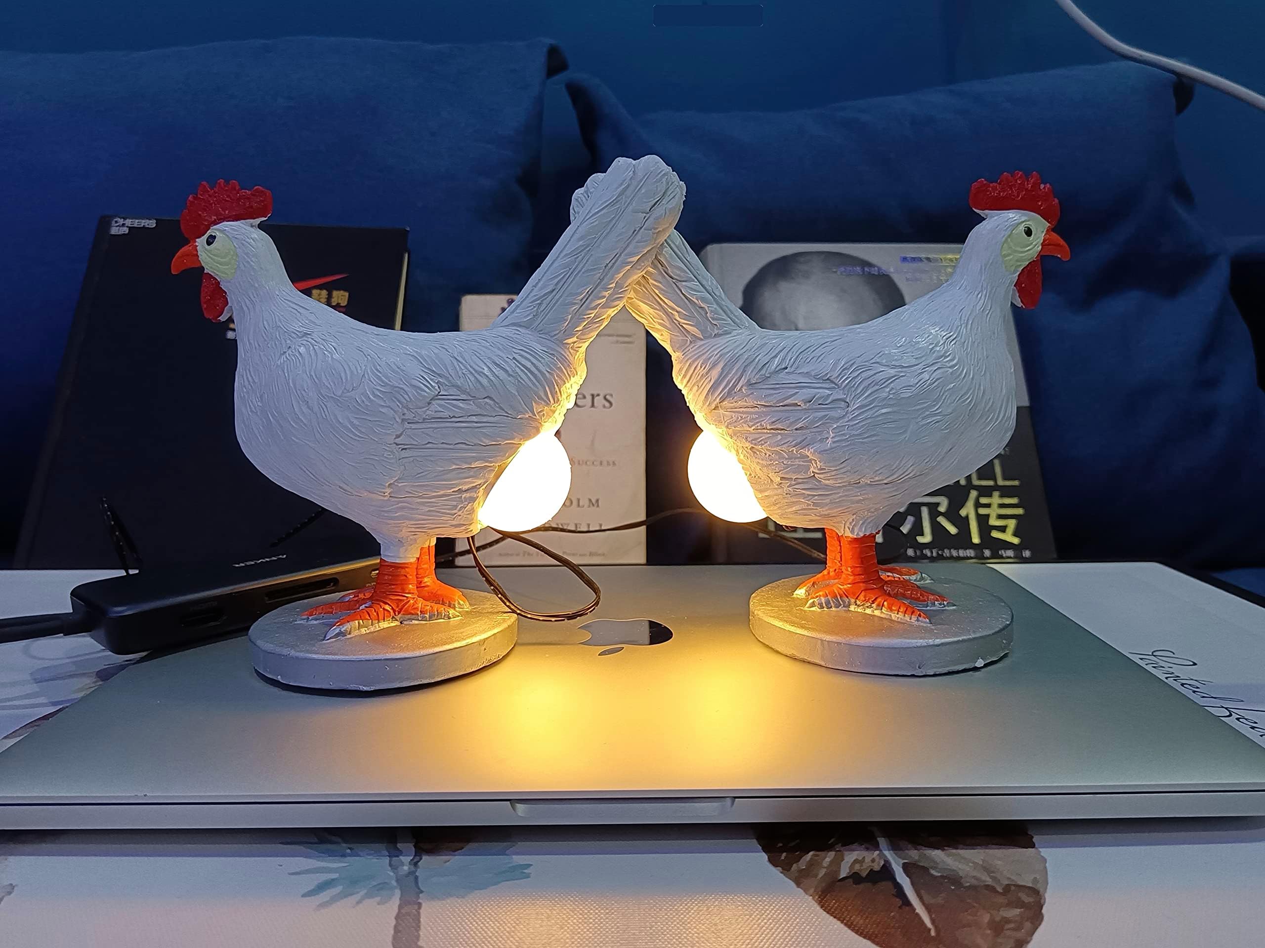 Funny 3D Chicken Egg Lamp – USB-Powered Night Light, Chicken Night Lights, Resin Desk Decor, Party Decoration, Cute Birthday Kids & Adults (Warm Light, Novelty Home Decor).