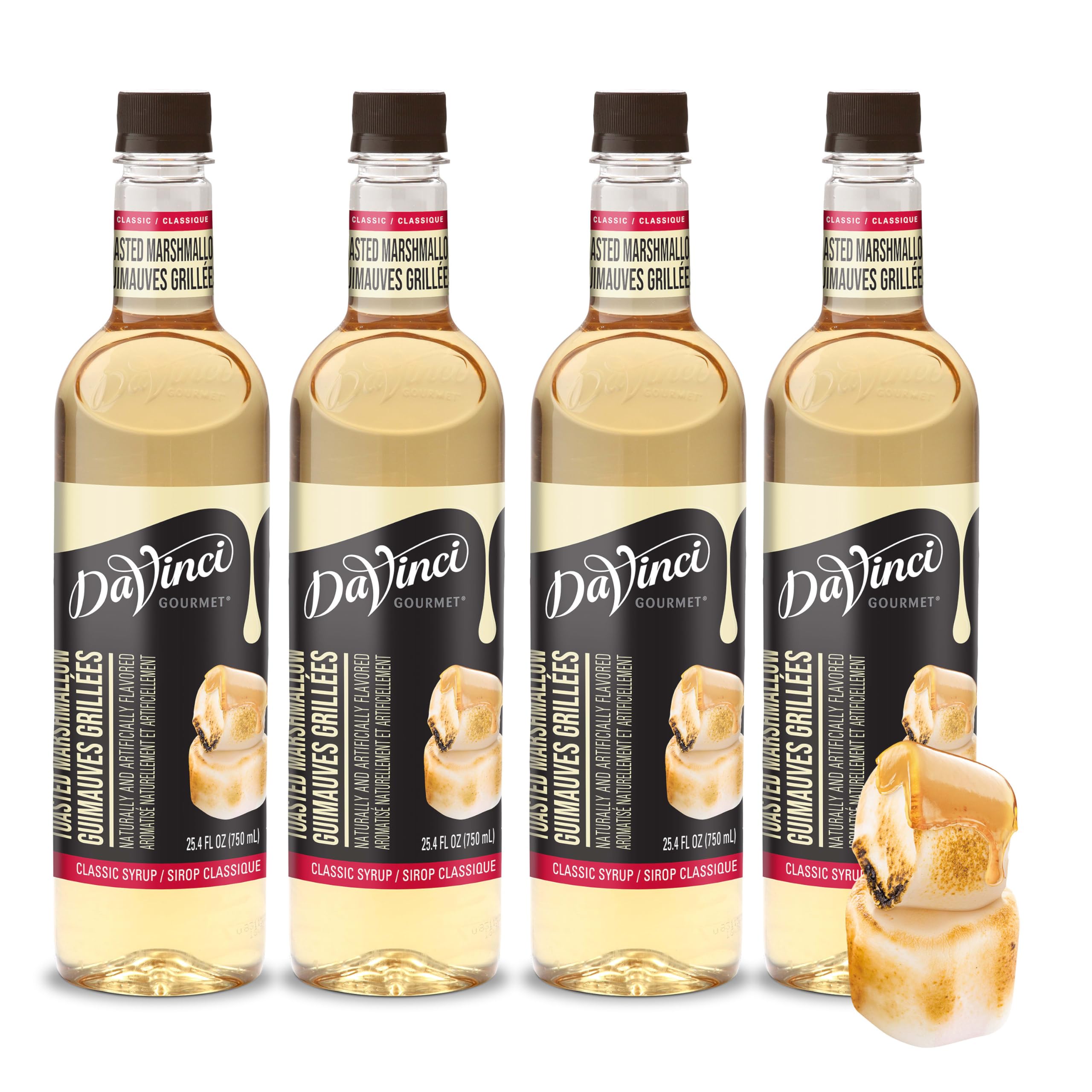 DaVinci Gourmet Classic Toasted Marshmallow Syrup, Sugar-free, 25.4 Fluid Ounces (Pack of 4)