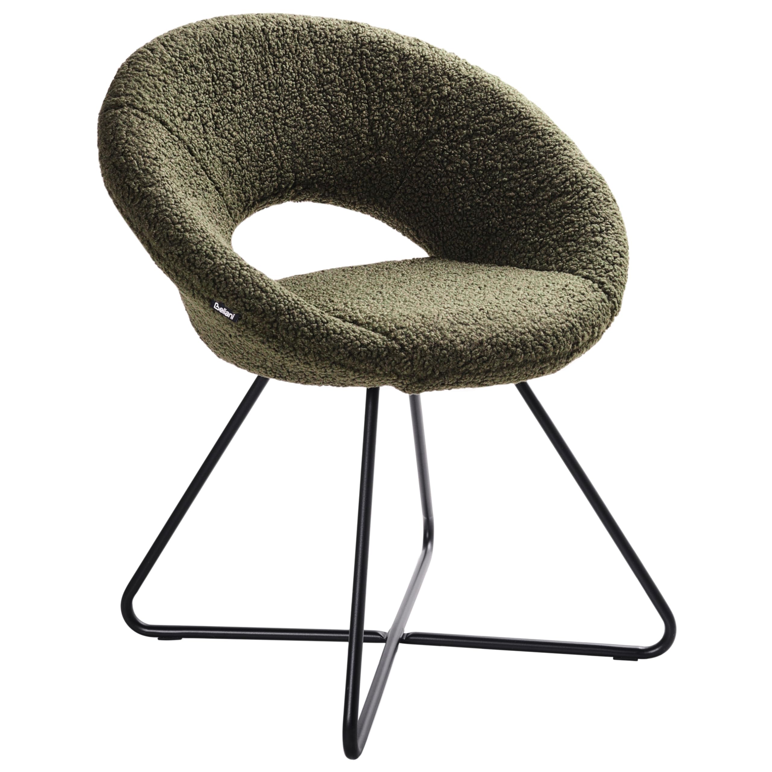 Beliani Sessel rund Bouclé grün mit schwarzem Metallgestell Kufen Glamourös Retro Rachel