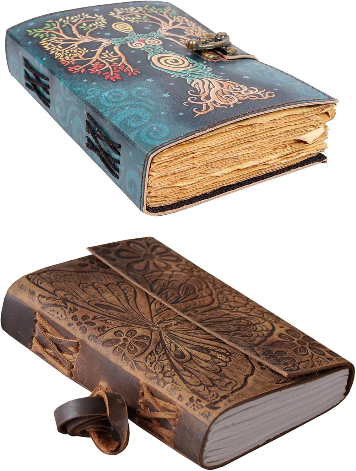 SH SHIFAA HANDICRAFT Spell Book of Shadows Mother Earth with Handmade Vintage Butterfly Leather Journal