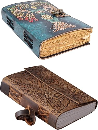 SH SHIFAA HANDICRAFT Libro de hechizos de sombras Madre Tierra con diario de cuero de mariposa vintage hecho a mano
