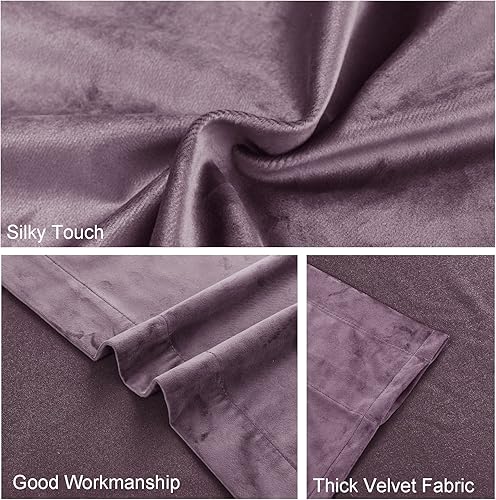 Miniatura 173 de Cortinas de terciopelo JIUZHEN, cortinas opacas suaves de terciopelo retro para dormitorio, cortinas elegantes con reducción de ruido y Rosa