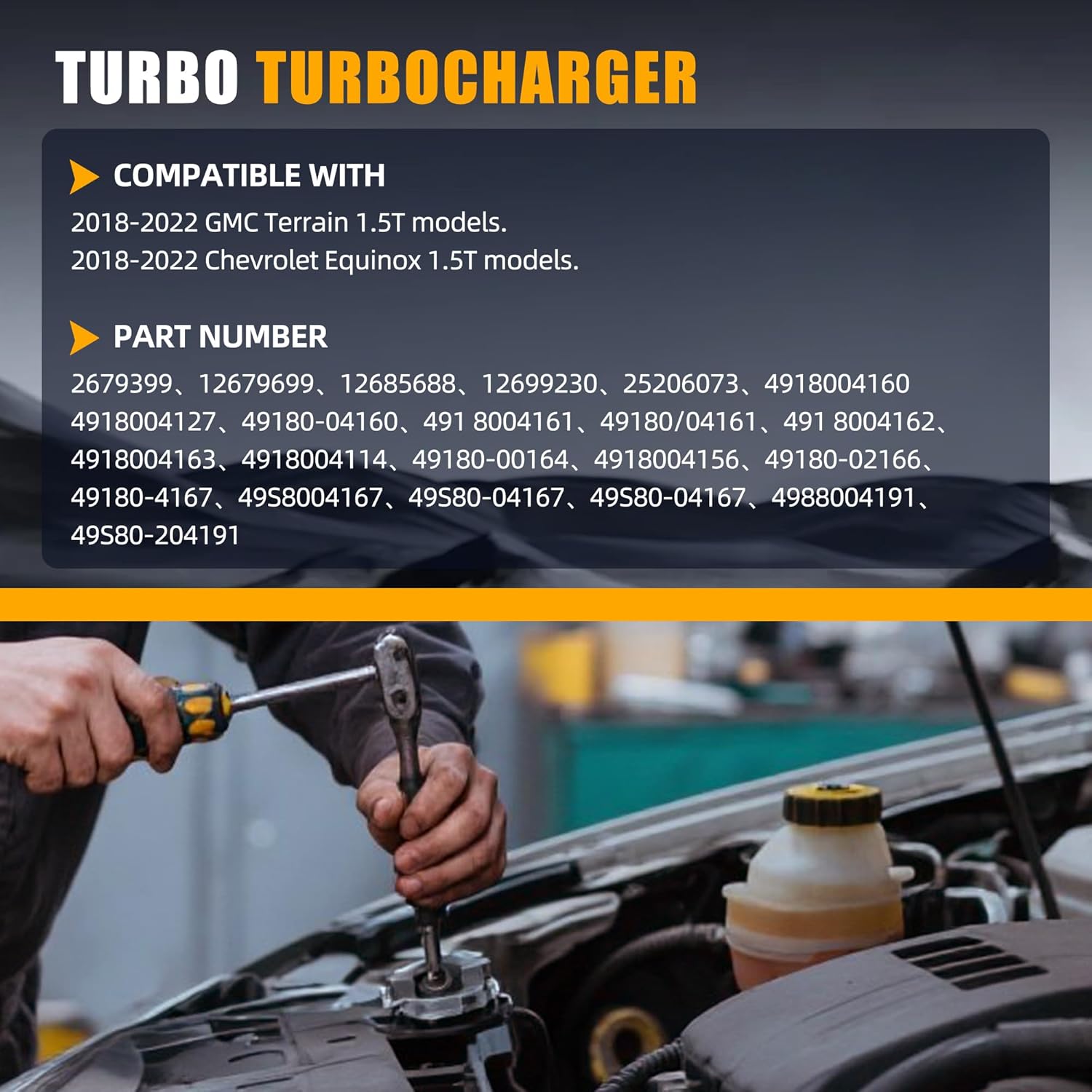 12685688 Turbo Turbocharger 847-1653 Fits for 2018-2022 Chevrolet Equinox & GMC Terrain 1.5L Turbo Engine - Replaces 667442, 12679399, 12679699, 12699230,4918004160