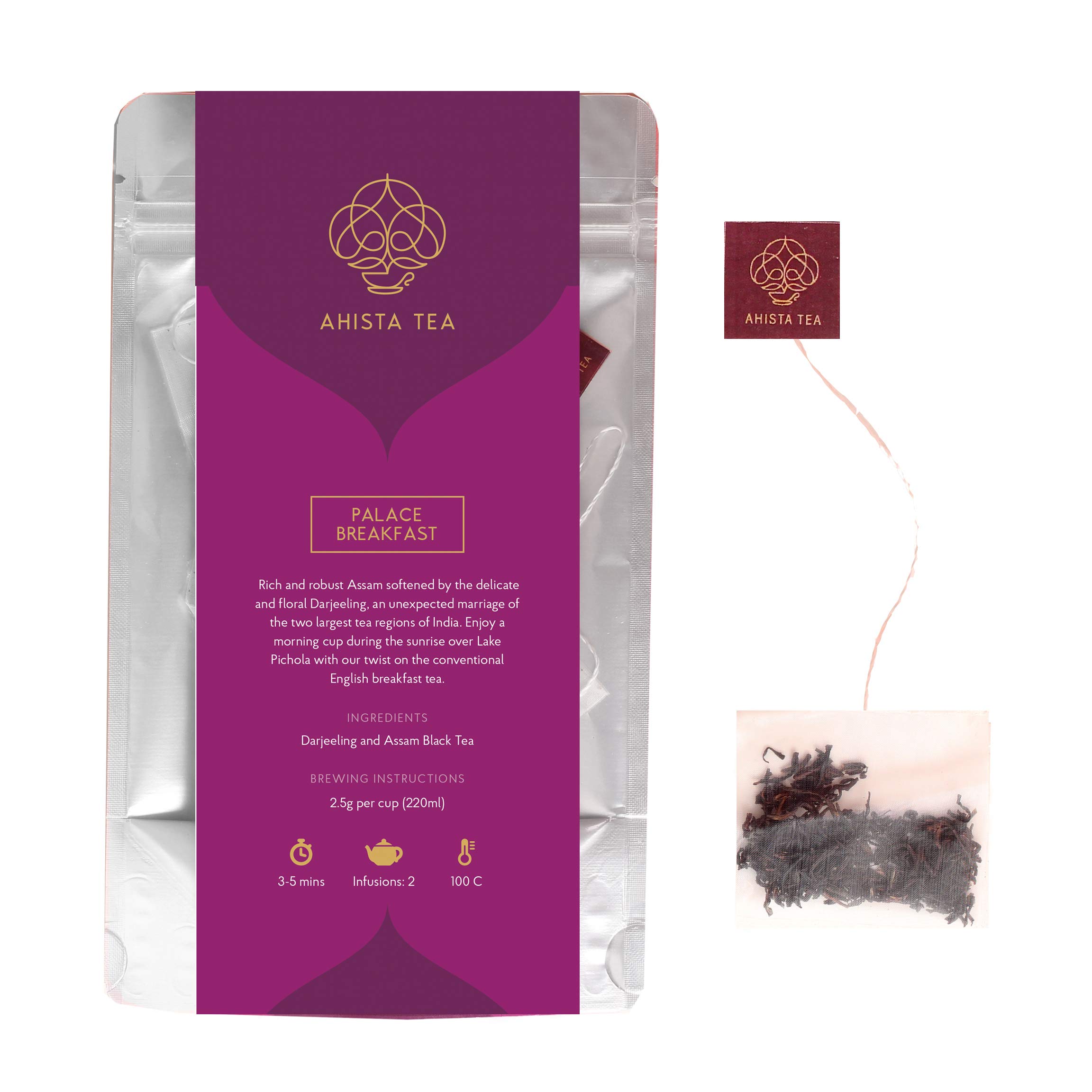 Ahista Tea | Palace Breakfast | 15 Tea Bags | English Breakfast | Antioxidant Rich