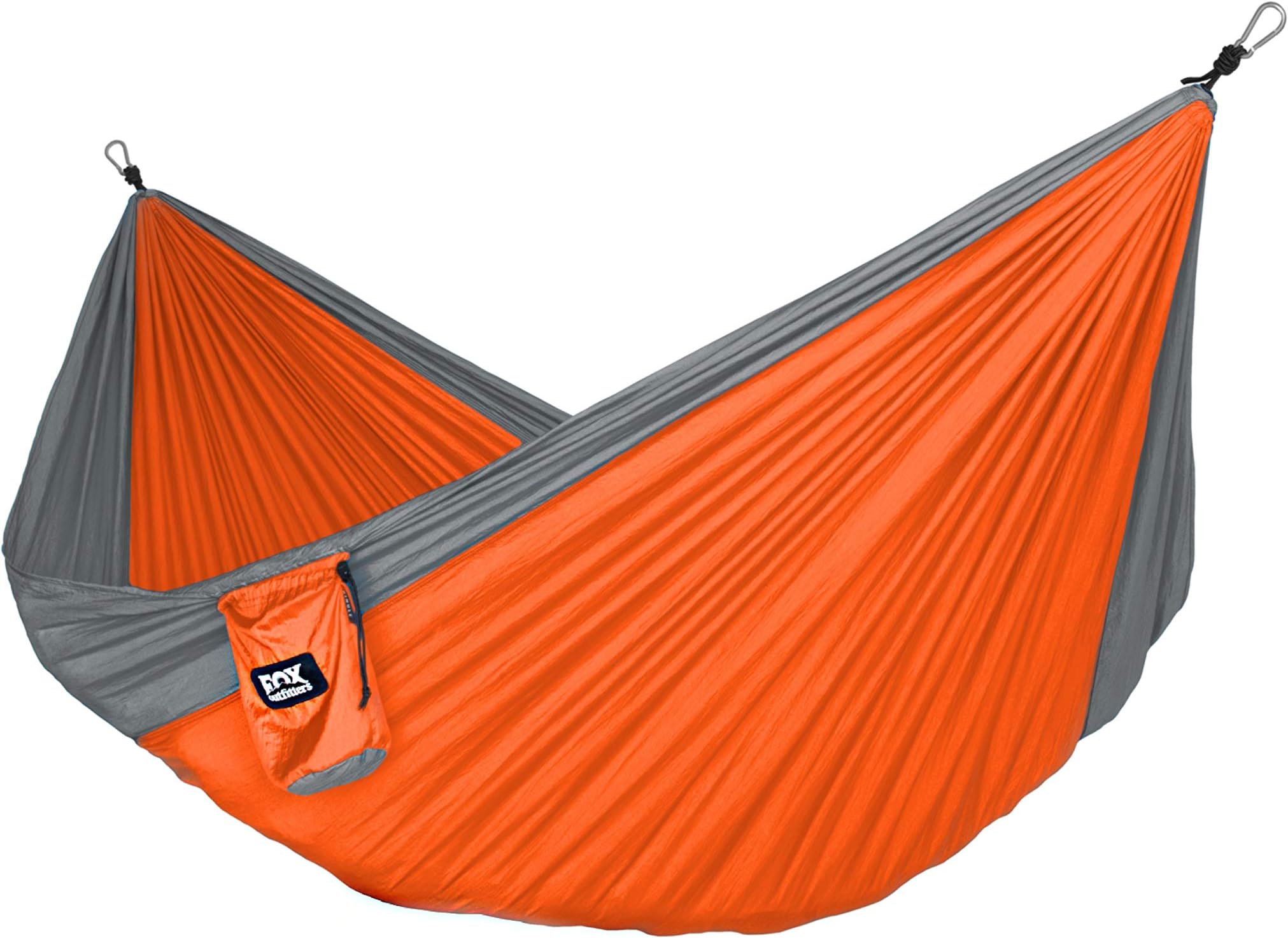Fox Outfitters Neolite Double Camping Hammock - Lightweight Portable Nylon Parachute Hammock for Backpacking, Travel, Beach, Yard. Hammock Straps & Steel Carabiners Included