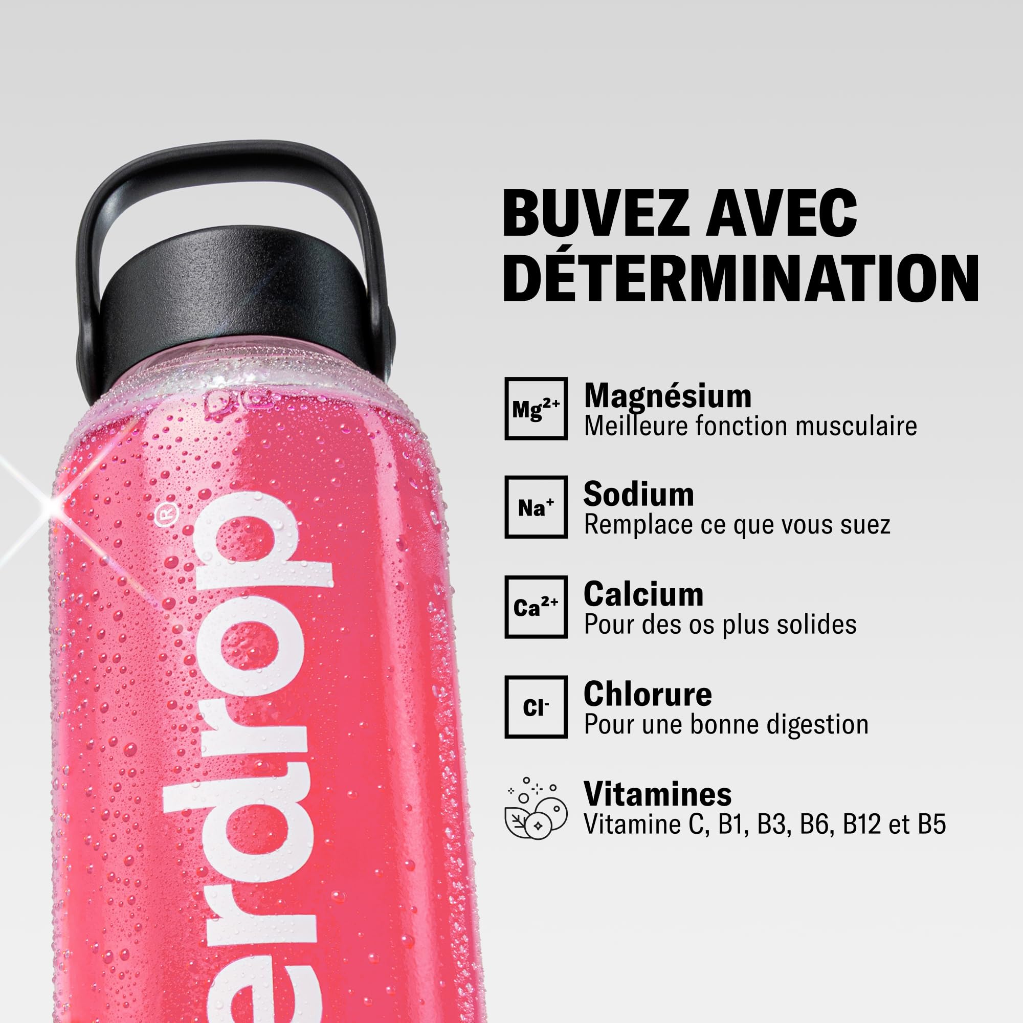 waterdrop® Microlyte Mix – Électrolytes sans sucre pour hydratation sport – 36 cubes de boisson avec magnésium, calcium, zinc et sodium – Arômes Fraise, Pamplemousse & Citron-Menthe rafraîchissants