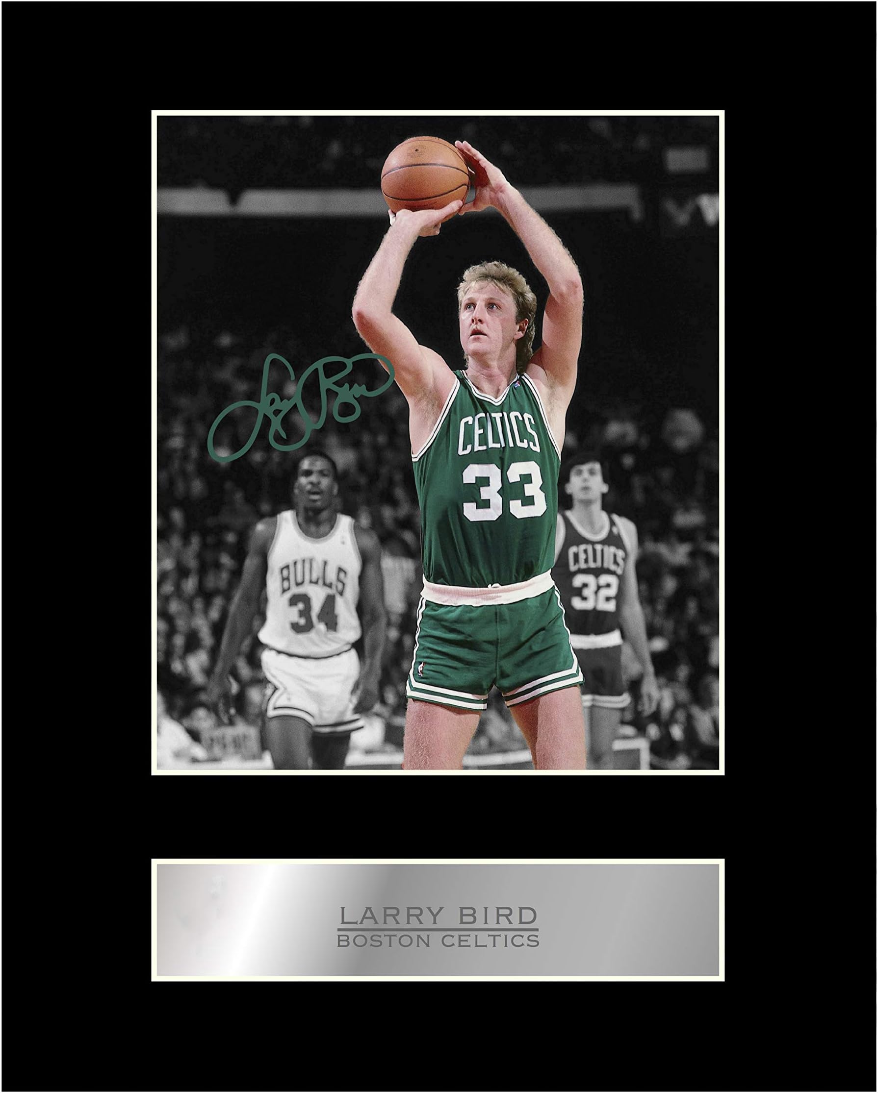 iconic pic Larry Bird サイン入り マウント写真ディスプレイ ボストン・セルティックス NBA サイン入り ギフト 写真プリント