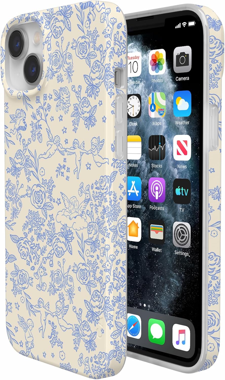 Casely iPhone 14 Plus Case | Cupid's Canvas | Periwinkle Floral | Compatible with MagSafe | Classic Ultra Slim Design