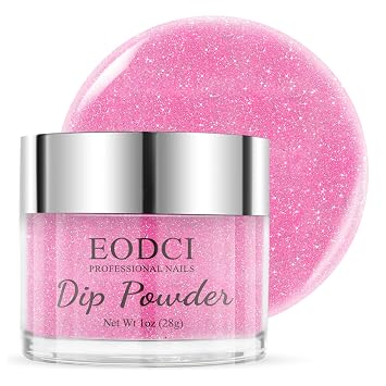 EODCI Dip Powder Reflective Hot Pink Glitter Nail Dipping Powder French Powder Glitter Nail Art Starter Manicure Salon DIY at Home No Needed Nail Lamp Curing Odor-Free&Long-Lasting 1 Oz