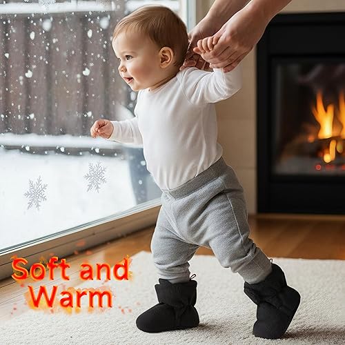 Miniatura 2 de Botines de forro polar para recién nacido, unisex, antideslizantes, para recién nacidos, primeros pasos, zapatos cálidos para la casa para bebés,