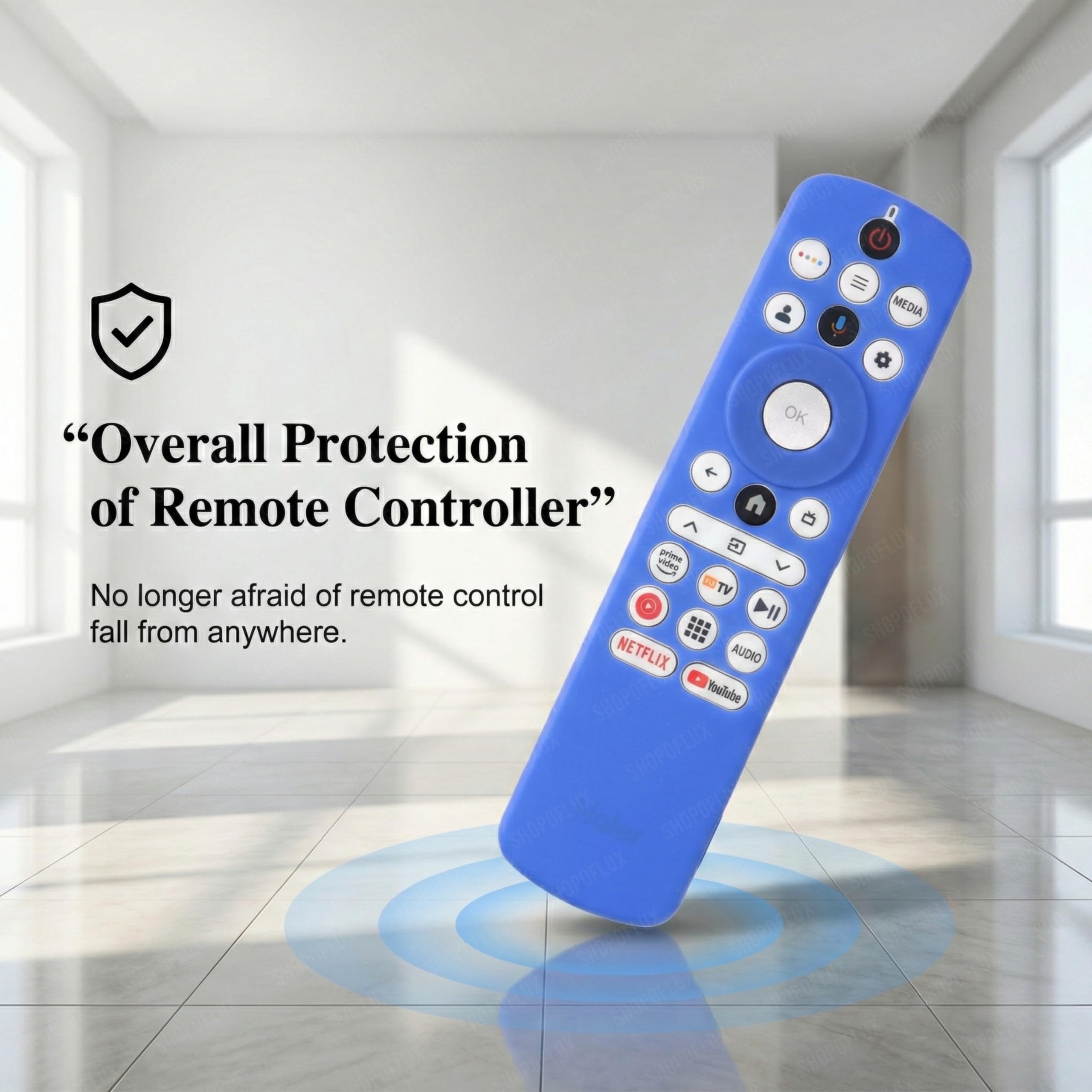 SHOPOFLUX Silicone TV Remote Cover Compatible with Haier Smart TV Protective Case with Lanyard (Blue) — Amazon image 3