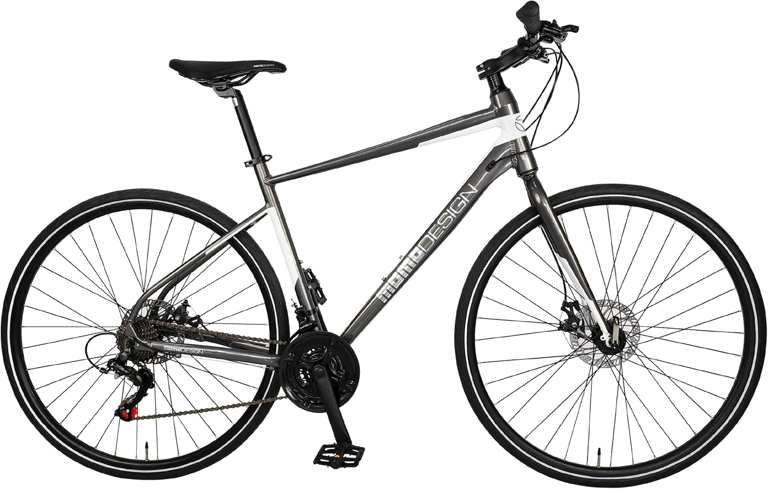 MOMO Design Hybrid Bike Shimano 21 speeds with Disc Brake, 700C Anti-Puncture Wheels
