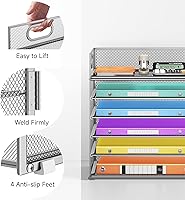 Vista 21 de 5 Tray Paper Organizer Letter Tray with Handle - Mesh Desk File Organizer, Paper Sorter Organizer for Office, Home or School File Folder Holder