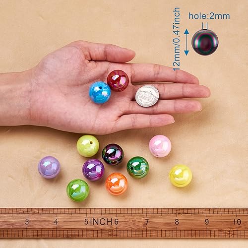 Miniatura 4 de Cheriswelry 100 cuentas de bola de goma de mascar redondas gruesas de 0.787 pulgadas de color AB sólido de 0.787 in, cuentas espaciadoras sueltas y