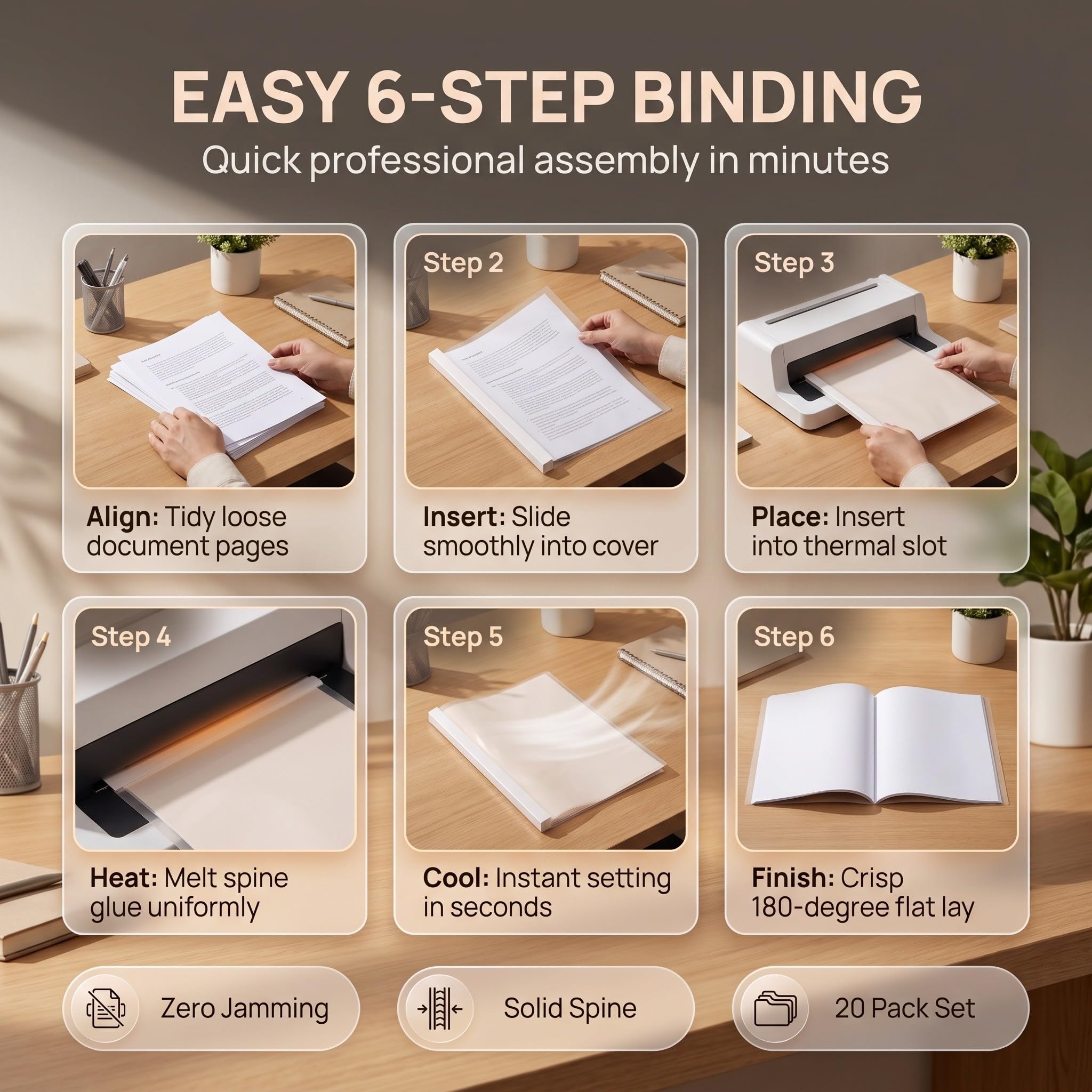 Zerodeko 20 fundas térmicas white tamaño A4 con de 2 mm, capacidad para