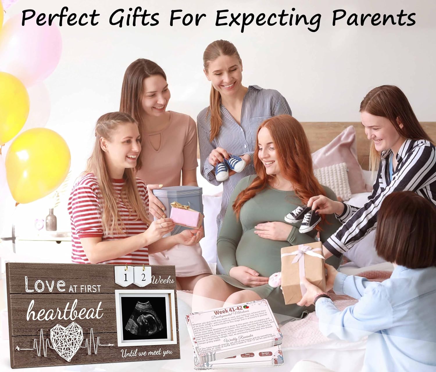 Garybank New Mom Gifts 2024- Love at First Sight Ultrasound Picture Frame, w/ Weekly Pregnancy Milestone Cards & Pregnant Activities Cards, Gender Reveal Pregnancy Gifts for Pregnant Women from Sister - Image 6