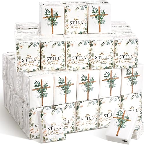 Seajan Paquete de 120 pañuelos cristianos de bolsillo, regalos a granel de 4 capas con versículos de la Biblia, paquetes de viaje de pañuelos de