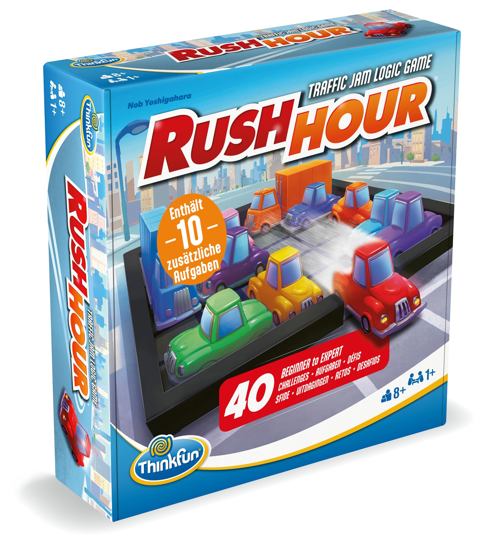 Rush Hour® - Das geniale Stauspiel. Logikspiel von Thinkfun für Kinder und Erwachsene, ab 8 Jahren. Inklusive 10 zusätzlicher Aufgaben, Amazon Sonderedition