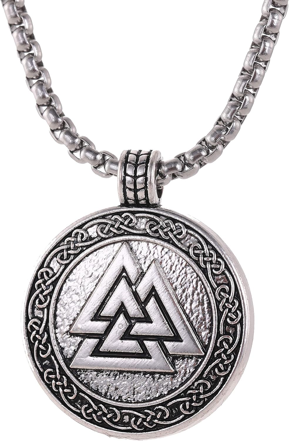 Wikinger Anhänger Halskette - Valknut & Triquetra Symbol Edelstahl